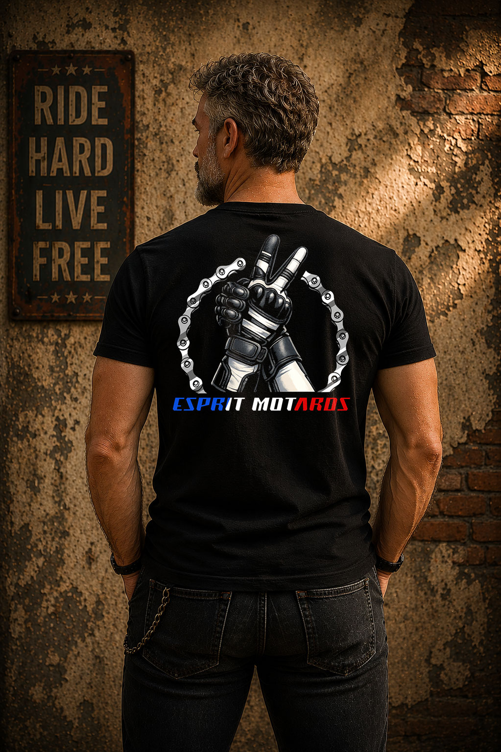 T-Shirt Homme - Le Geste qui Nous Rassemble – Logo Officiel Esprit Motards – Image 3