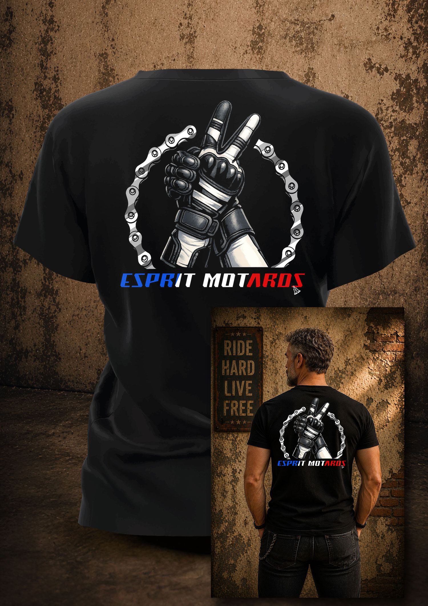T-Shirt Homme - Le Geste qui Nous Rassemble – Logo Officiel Esprit Motards