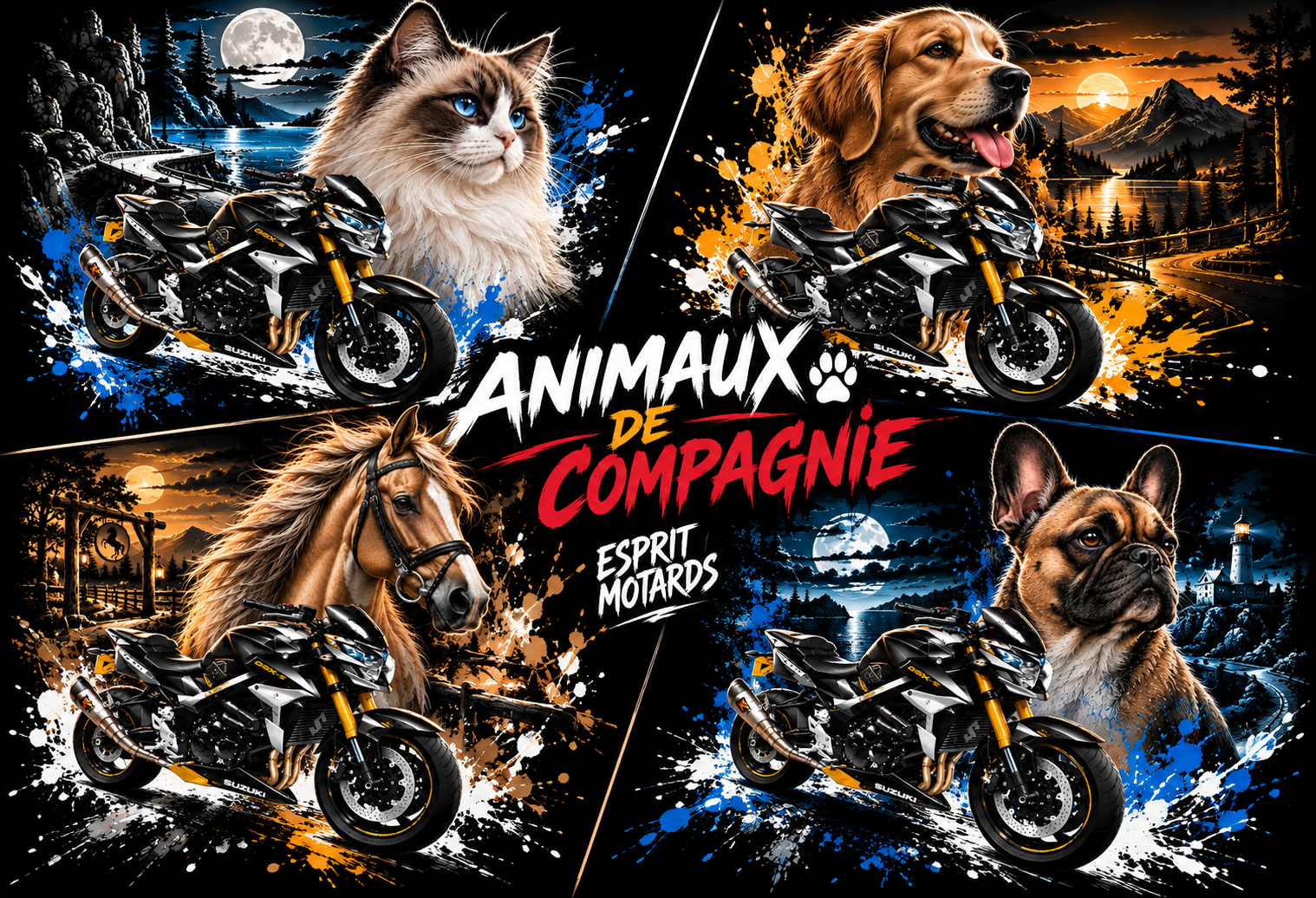 T-shirts personnalisés moto et animaux de compagnie – Esprit Motards