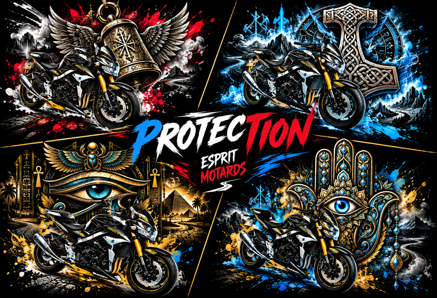 Collection Protection Esprit Motards – Motos et symboles protecteurs